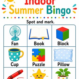 Indoor Sommer Spiel Seiten | Indoor-Sommeraktivitäten für Kinder | Druckbare PDF | Digitaler Download Bild 3