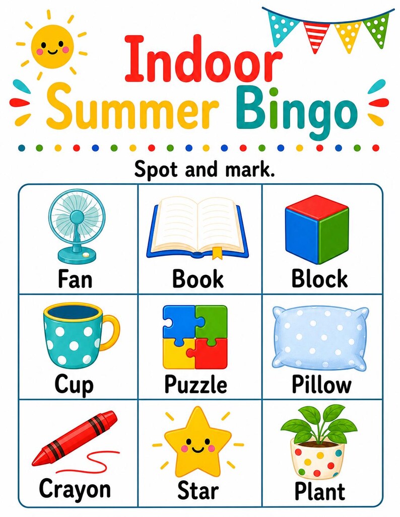 Indoor Sommer Spiel Seiten | Indoor-Sommeraktivitäten für Kinder | Druckbare PDF | Digitaler Download Bild 3