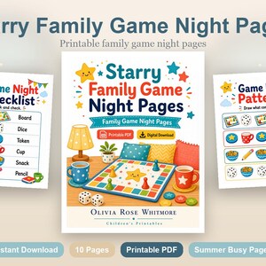 Sternenklare Familienspielnacht Seiten | Familien Spiel Nacht Seiten | Druckbare PDF | Digitaler Download Bild 2