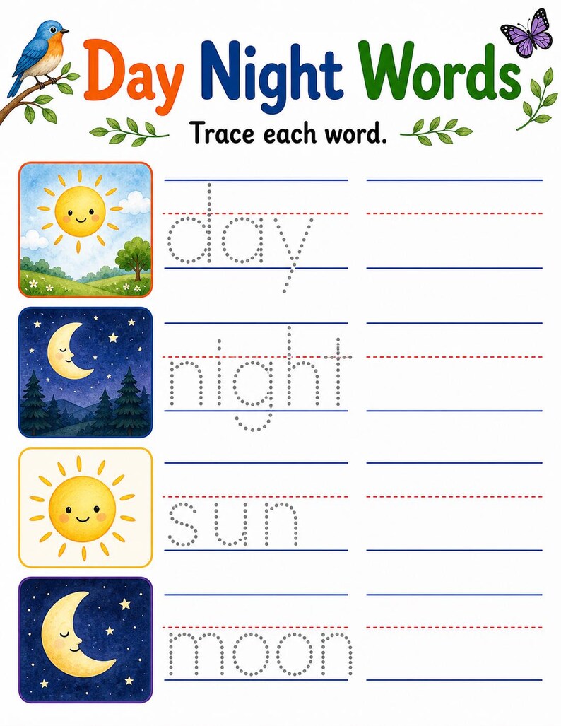 Tag Nacht Natur | Tag und Nacht Arbeitsblätter | Druckbare PDF | Digitaler Download Bild 6