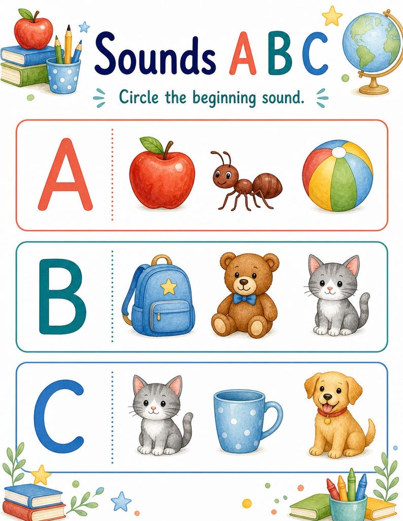 Backpack Beginning Sounds | Beginning Sounds Worksheets | Printable PDF | Digital Download image 3