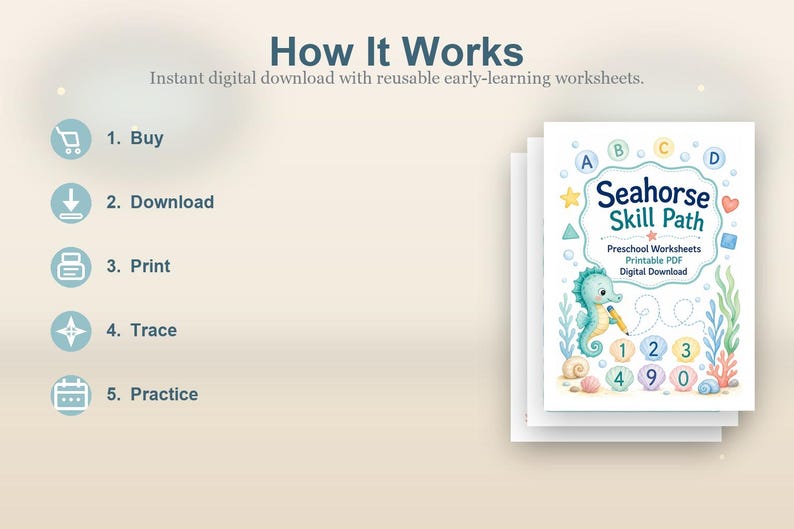 Seahorse Skill Path | Preschool Worksheets | Printable PDF | Digital Download image 4