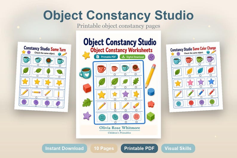 Object Constancy Studio | Object Constancy Worksheets | Printable PDF | Digital Download image 2