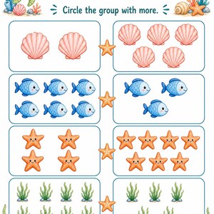 Coral Cove Counting | Werkbladen tellen | Afdrukbare pdf | Digitale download afbeelding 5