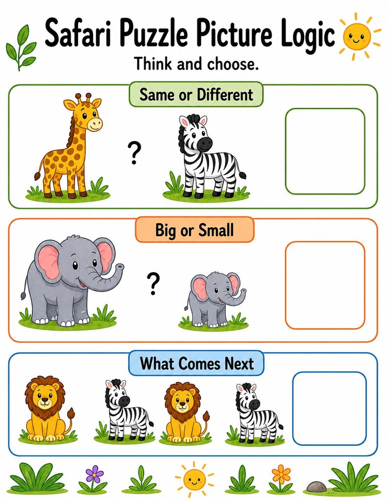 Odd One Out Safari | Visual Discrimination Worksheets | Printable PDF | Digital Download image 7