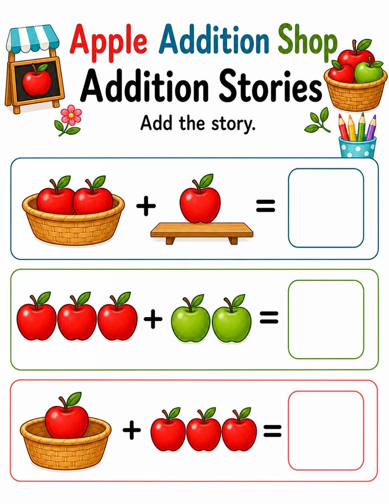 Apple Addition Shop | Additionsblad | Utskrivbar PDF | Digital nedladdning bild 7