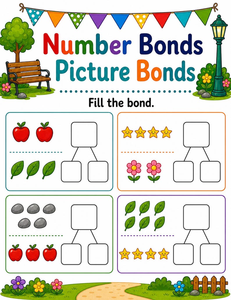 Number Bonds Park | Number Bonds Worksheets | Printable PDF | Digital Download image 6