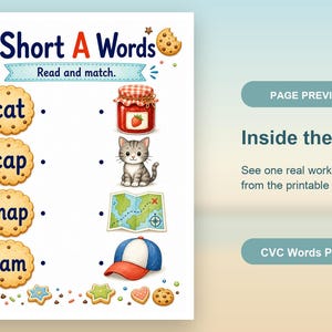 Cookie CVC Wörter | CVC Wörter Arbeitsblätter | Druckbare PDF | Digitaler Download Bild 10