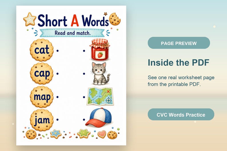 Cookie CVC Wörter | CVC Wörter Arbeitsblätter | Druckbare PDF | Digitaler Download Bild 10