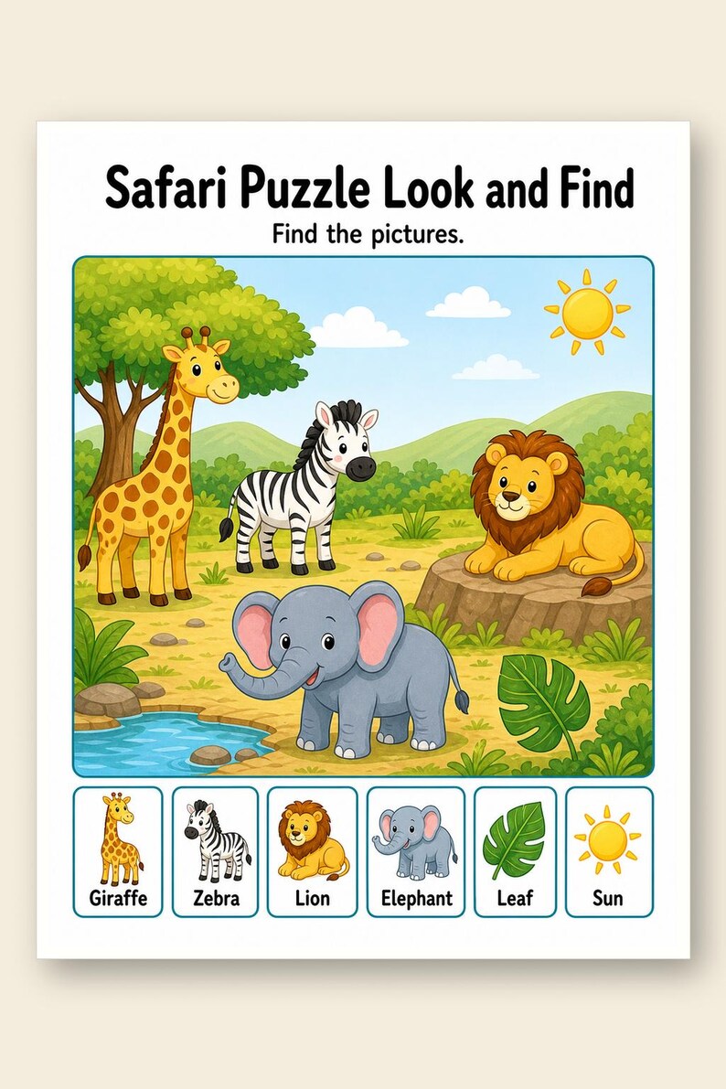 Odd One Out Safari | Visual Discrimination Worksheets | Printable PDF | Digital Download image 9