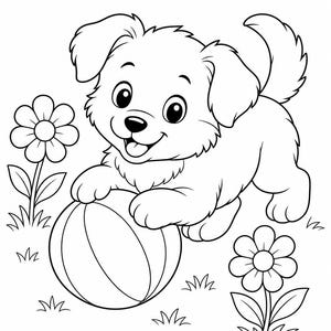 Puppy Playtime Coloring Pages | Dog Coloring Pages | Printable PDF | Digital Download image 3