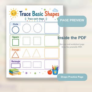Sunny Shape Builders | Vormwerkbladen | Afdrukbare pdf | Digitale download afbeelding 9