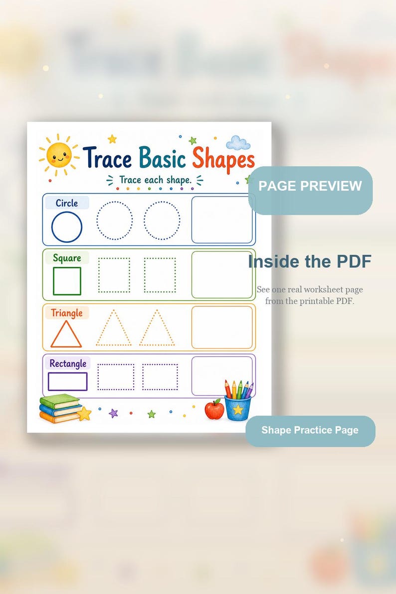 Sunny Shape Builders | Vormwerkbladen | Afdrukbare pdf | Digitale download afbeelding 9