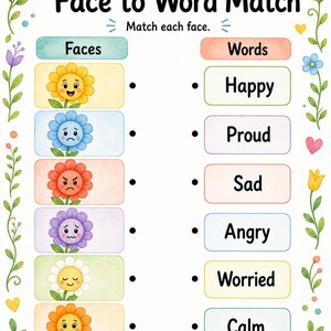 Bijpassende tuin | Werkblad emotie matchen | Afdrukbare pdf | Digitale download afbeelding 4