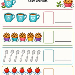 Lilla räknecaféet | Räkneblad | Utskrivbar PDF | Digital nedladdning bild 4