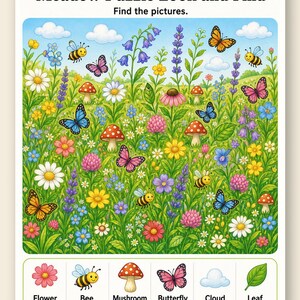 Hidden Picture Meadow | Hidden Object Worksheets | Printable PDF | Digital Download image 9