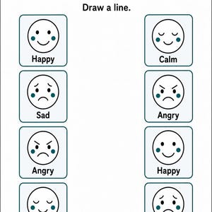 Little Emotion Match-Up | Gra w dopasowywanie emocji | Wersja PDF do druku | Pobieranie cyfrowe zdjęcie 5