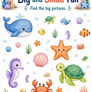 Turtle Big & Small | Big and Small Worksheets | Printable PDF | Digital Download image 7