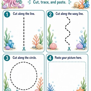 Octopus Scissor Skills | Scissor Skills Worksheets | Printable PDF | Digital Download image 6