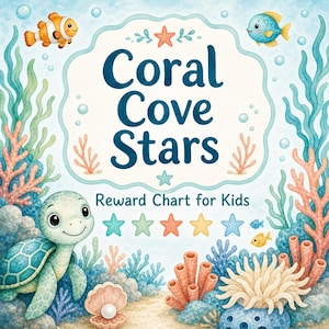 Coral Cove Stars | Reward Chart for Kids | Printable PDF | Digital Download image 1