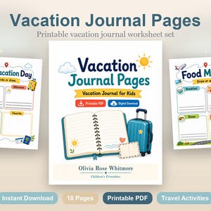 Vacation Journal Pages | Vacation Journal for Kids | Printable PDF | Digital Download image 2