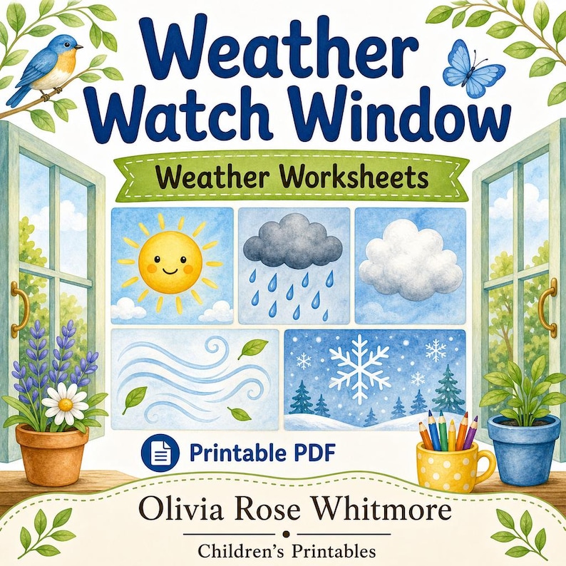 Weather Watch Window | Weather Worksheets | Printable PDF | Digital Download image 1
