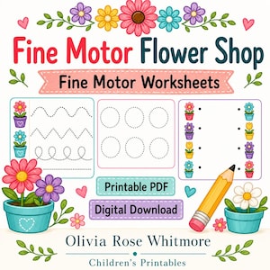 Fine Motor Flower Shop | Fine Motor Worksheets | Printable PDF | Digital Download image 1