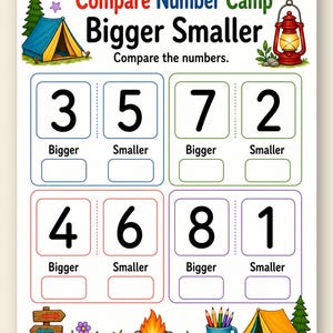 Compare Number Camp | Comparing Numbers Worksheets | Printable PDF | Digital Download image 9