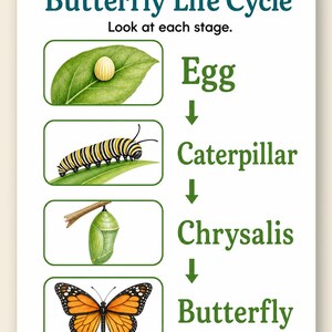 Schmetterling Gartenstufen | Schmetterling Lebenszyklus Arbeitsblatt | Druckbare PDF | Digitaler Download Bild 9