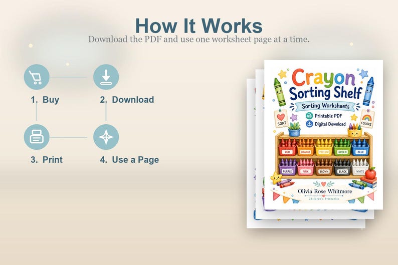 Crayon Sorting Shelf | Sorting Worksheets | Printable PDF | Digital Download image 8