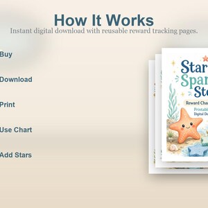 Tabla de recompensas Starfish Sparkle Steps para niños / PDF imprimible / Descarga digital imagen 4