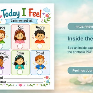 Tagebuch über Gefühle | Gefühle Journal für Kinder | Druckbare PDF | Digitaler Download Bild 10