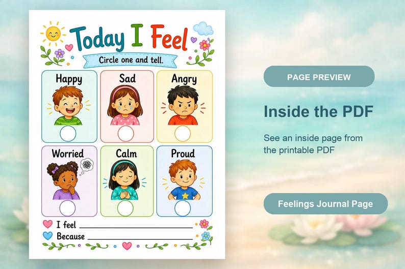 Tagebuch über Gefühle | Gefühle Journal für Kinder | Druckbare PDF | Digitaler Download Bild 10
