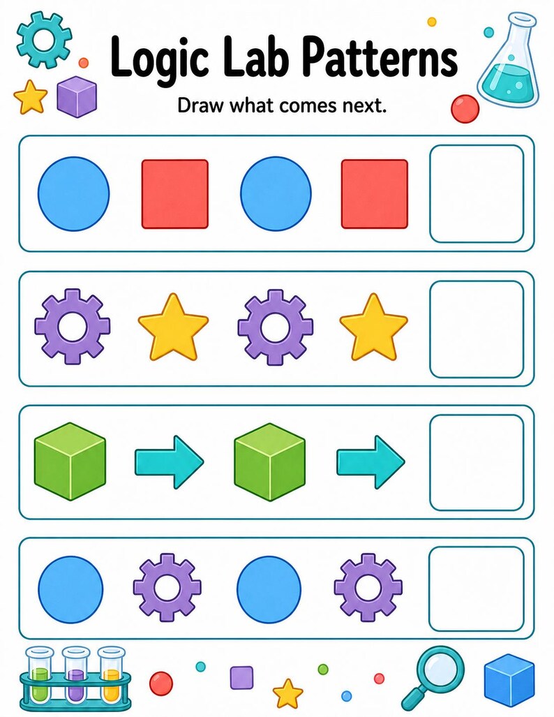 Bild logischen Labor | Logische Puzzle Arbeitsblätter für Kinder | Druckbare PDF | Digitaler Download Bild 6