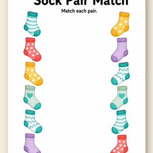 Sonnige Sockenpaare | Socken-Matching-Spiel | Druckbare PDF | Digitaler Download Bild 9