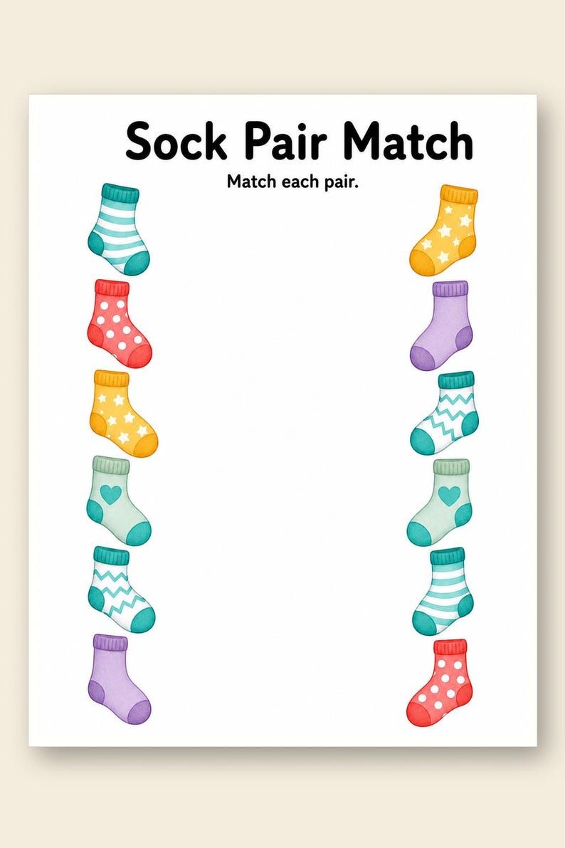 Sonnige Sockenpaare | Socken-Matching-Spiel | Druckbare PDF | Digitaler Download Bild 9