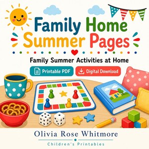 Family Home Summer Pages | Family Summer Activities at Home | Printable PDF | Digital Download image 1