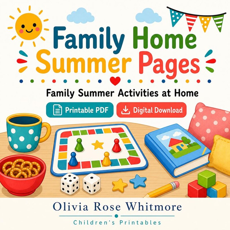 Family Home Summer Pages | Family Summer Activities at Home | Printable PDF | Digital Download image 1