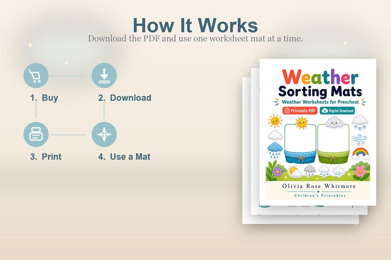 Vädersorteringsmattor | Väderarbetsblad för förskola | Utskrivbar PDF | Digital nedladdning bild 8