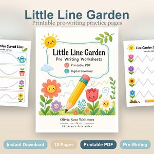 Little Line Garden | Arkusze do nauki pisania | Do druku w formacie PDF | Pobieranie cyfrowe zdjęcie 2