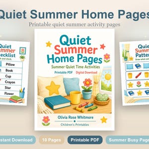 Quiet Summer Home Pages | Summer Quiet Time Activities | Printable PDF | Digital Download image 2