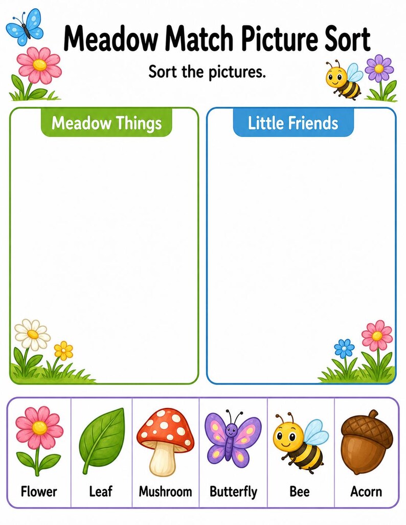 Match Meadow Pages | Matching Worksheets | Printable PDF | Digital Download image 3