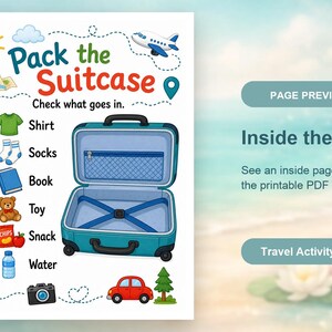 Pagine di attività a tema valigia / Attività di viaggio per bambini / PDF stampabile / Download digitale immagine 10