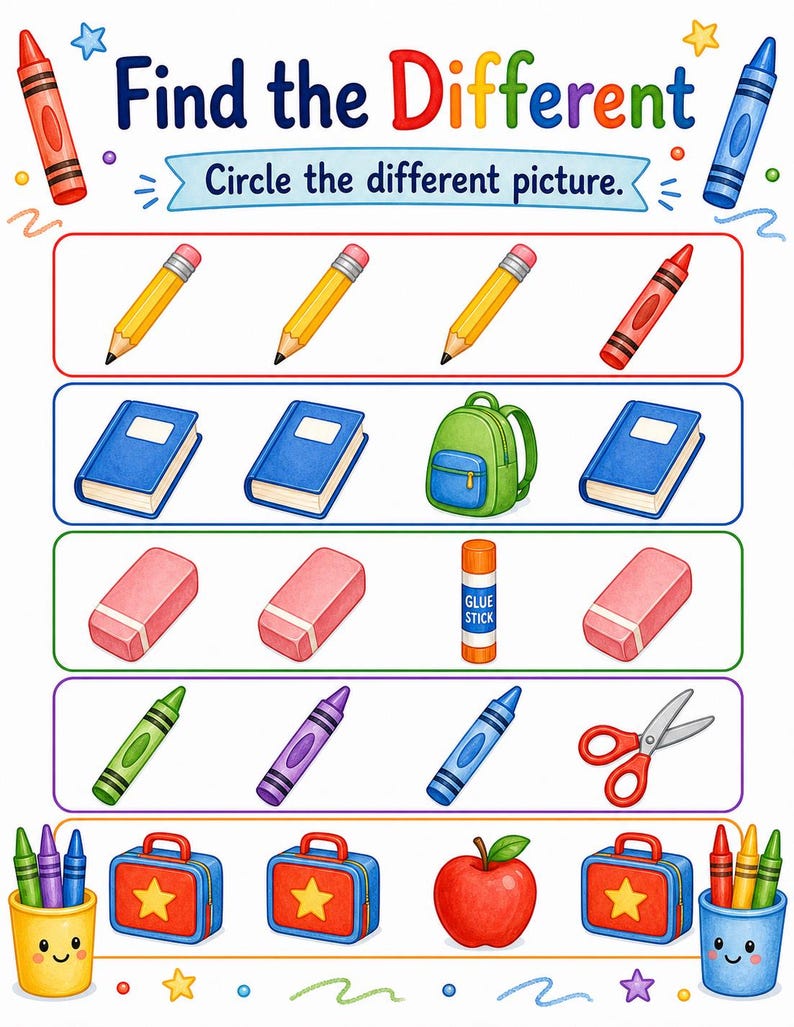 Same Different School | Same and Different Worksheets | Printable PDF | Digital Download image 4