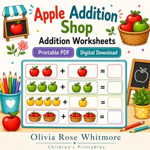 Apple Addition Shop | Additionsblad | Utskrivbar PDF | Digital nedladdning bild 1