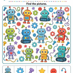Robotsökningssidor | Robotaktivitetsblad | Utskrivbar PDF | Digital nedladdning bild 4