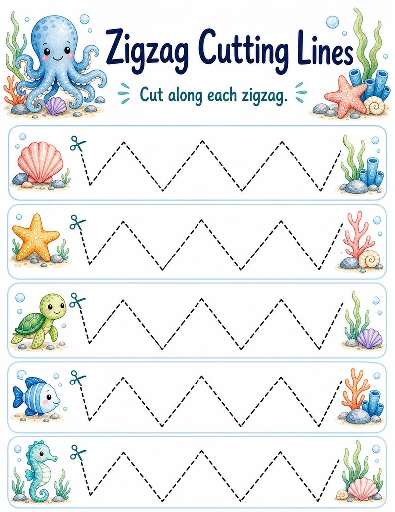 Octopus Scissor Skills | Scissor Skills Worksheets | Printable PDF | Digital Download image 4