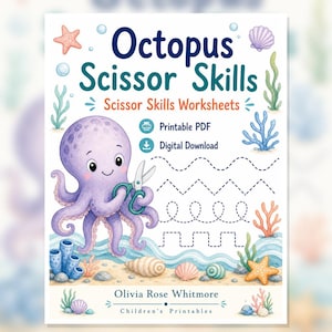 Octopus Scissor Skills | Scissor Skills Worksheets | Printable PDF | Digital Download image 1