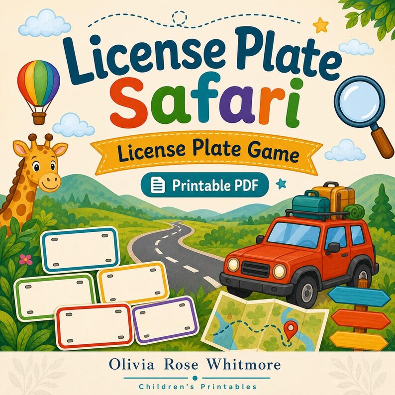 Safari con le targhe / Gioco con le targhe / PDF stampabile / Download digitale immagine 1