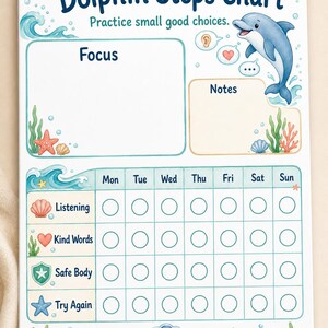 Dolphin Listening Steps | Behavior Chart for Kids | Printable PDF | Digital Download image 5